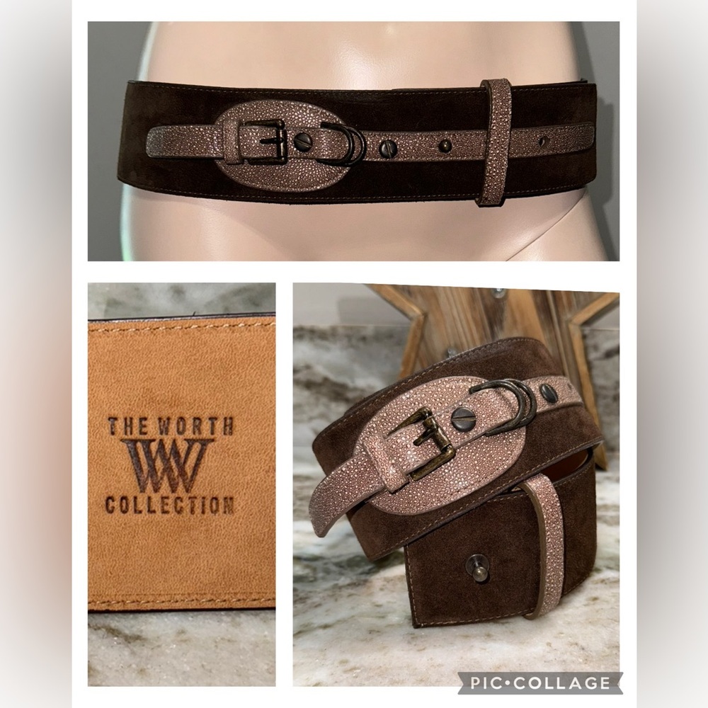 The Worth Collection Wide Suede Belt S